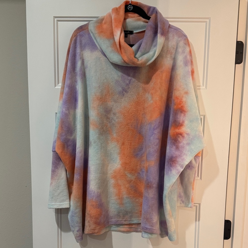 Yana K Cozy Tie-Dye Cowl Neck Sweater - Pastel Multi